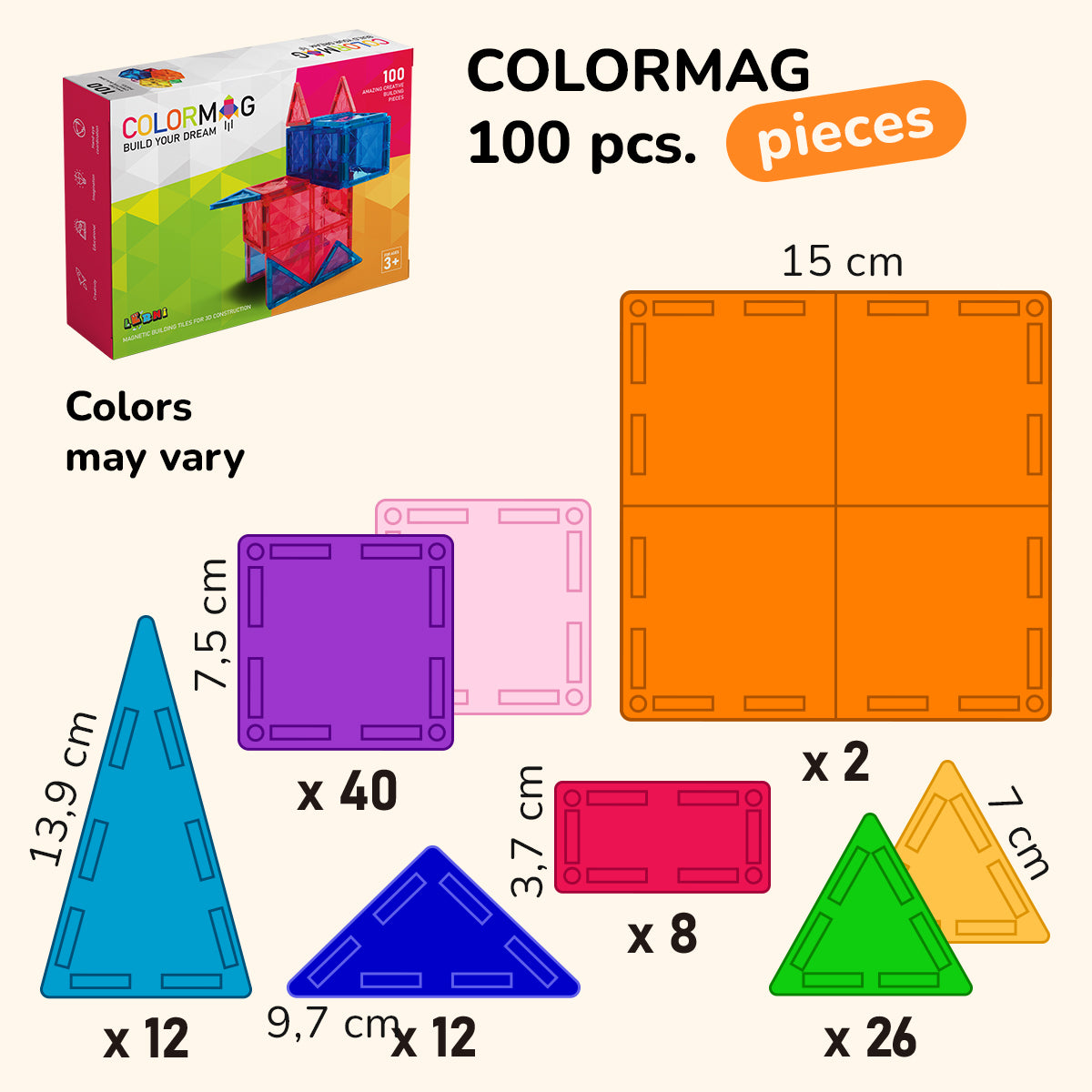 COLORMAG magnetic building set 100 pcs
