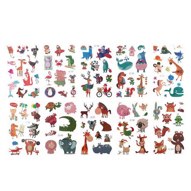 Temporary tattoos - Cheerful animals