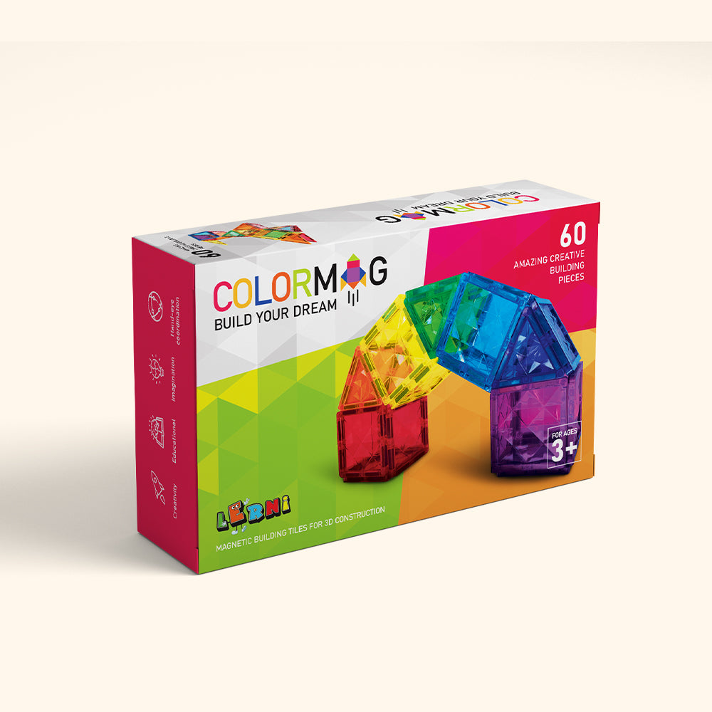 Magnetic buidling set COLORMAG 60pcs - classic