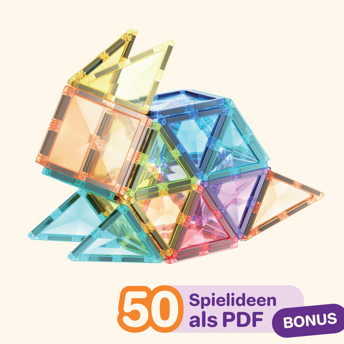 Magnetic building set COLORMAG 60pcs - pastel