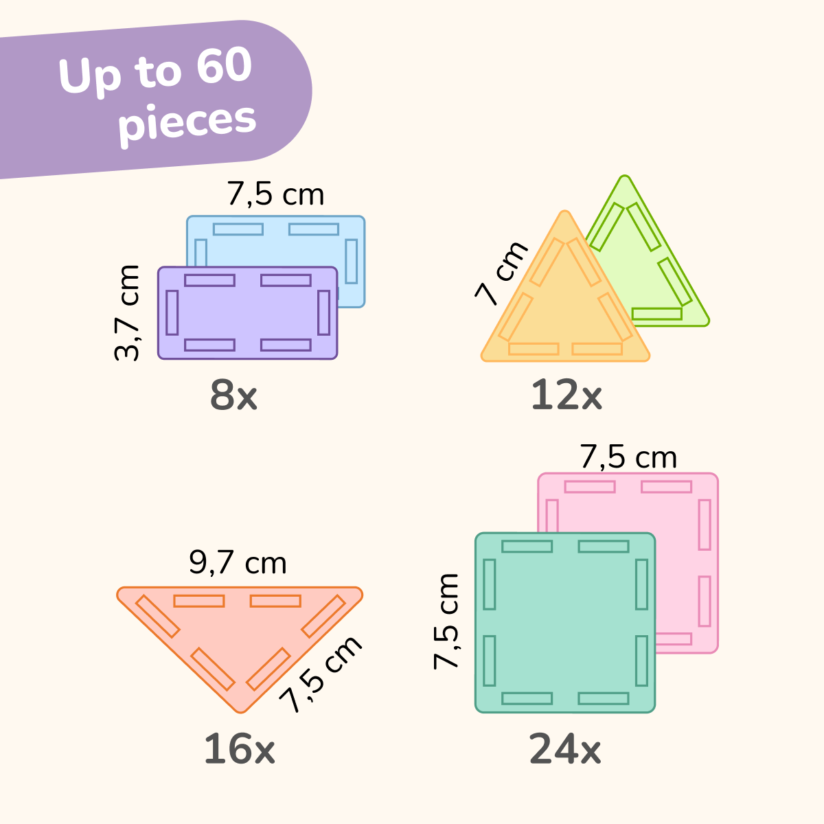 Magnetic building set COLORMAG Start - pastel