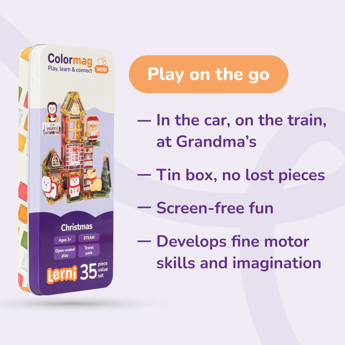Colormag Mini Christmas in a tin box – travel play benefits
