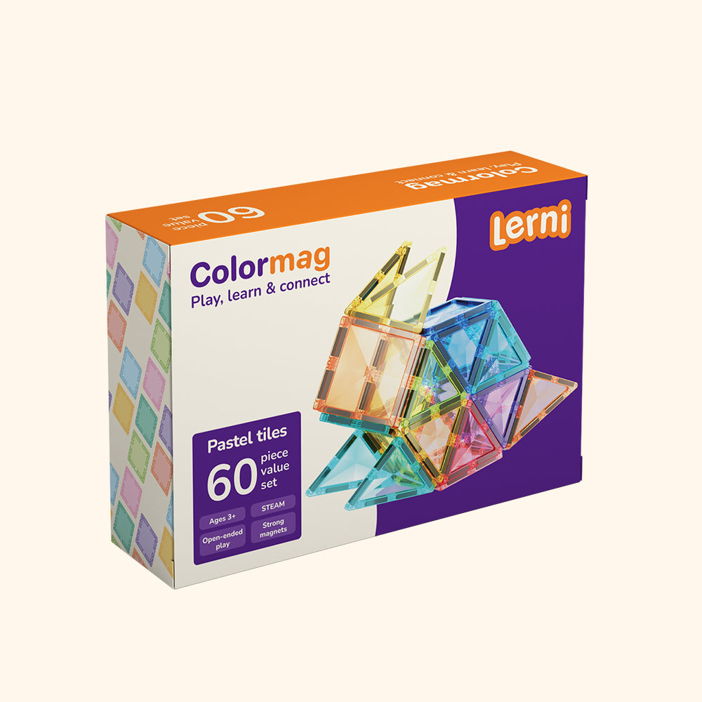 Magnetic building set COLORMAG 60pcs - pastel